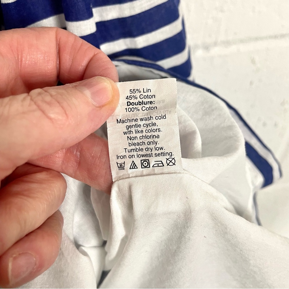 J. Crew Sundress Linen Blend Blue & White Striped Nautical Coastal Boat Preppy 4 - Picture 12 of 13